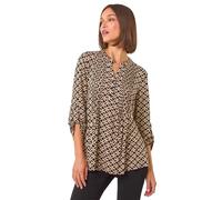 Roman Diamond Print Pintuck Pleat Shirt In Black Black 18