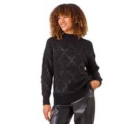 Roman Diamond Print Tinsel High Neck Jumper In Black Black 18