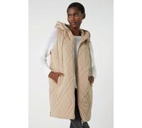 Roman Diamond Quilted Hooded Gilet In Beige Beige S