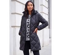 Roman Diamond Quilted Padded Hooded Coat Black