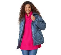 Roman Diamond Quilted Puffer Coat for Women UK - Ladies Autumn Everyday Winter Holiday Long Sleeve Soft Zipper Detail Comfy Side Pockets Desk to Dinner Jackets - Steel Blue - Size 18