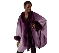 Roman Dip Dye Faux Fur Trim Cape In Purple Purple One Size