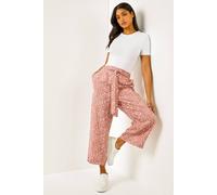 Roman Originals Culotte Trousers for Women UK - Ladies Wide Leg Cropped Pants Tie Detail Bottoms Vintage Retro Smart Flared Slimming High Waist 1940s Party Regular - Rust - Size 18