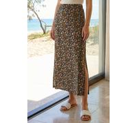 Roman Jersey Skirt for Women UK - Ladies Midi Maxi Floral Animal Print Autumn Winter Swing Smart Casual Office Cocktail Party Going Out Evening Holiday Cruise - Floral Natural - Size 18