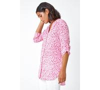 Roman Ditsy Print Button Up V-Neck Blouse In Pink Pink 18