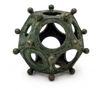 Roman Dodecahedron Replica - Hand Painted Ancient Artifact Model, Historical Roman Empire Mystery Object, Archaeological Collectible Decor Gift for History Lovers (Green Patina)