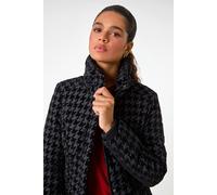 Roman Dogtooth Flock Coat In Black Black