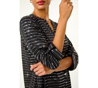 Roman Women's Dotted Foil Print Stretch Blouse in Black | Size: 12 Roman Black 12