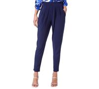 Roman Originals Harem Trousers for Women UK Ladies Aladdin Ali Baba Jersey Stretch Pants Low Crotch Peg Pull On Office Casual Work Interview Tapered Narrow Boho Baggy Silky - Navy - Size 22
