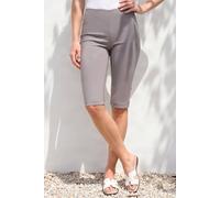 Roman Originals Knee Length Shorts for Women UK - Ladies Cropped Capri Stretch Bengaline Pants Crop Trousers Summer Legging Lounge Essentials Elasticated Casual Clothes - Taupe - Size 10