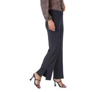 Roman Elastic Waist Side Split Straight Trousers In Black Black 20