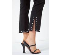 Roman Elastic Waist Stud Detail Cropped Trouser In Black Black