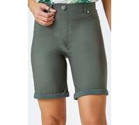 Roman Elastic Waist Turn Up Stretch Shorts In Green Green 20