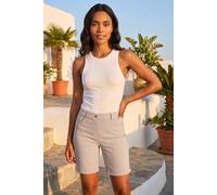 Elastic Waist Turn Up Stretch Shorts Roman Natural 20