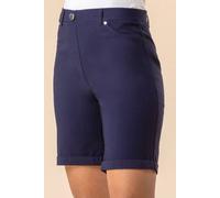 Roman Elastic Waist Turn Up Stretch Shorts In Navy Navy 12