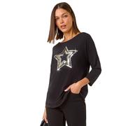 Roman Embellished Sequin Star Stretch Top In Silver Silver 16