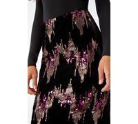 Roman Originals Women Velvet Pull On Pencil Skirt Ladies Autumn Winter Knee Length Smart Evening New Years Eve Party Going Out Sexy Sophisticated Skirts - Bronze - Size 10