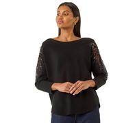 Roman Embellished Sleeve Knit Jumper In Black Black One Size