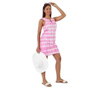 Roman Originals Embroidered Cotton Tie Dye Shift Dress for Women UK - Ladies Everyday Holiday Spring Summer Notch Neckline Comfy Soft Evening Vacation Work Party - Pink - Size 12