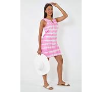 Roman Women's Embroidered Cotton Tie Dye Shift Dress in Pink | Size: 18 Roman Pink 18