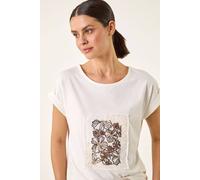 Roman Embroidered Crochet Panel T-Shirt In Ivory Ivory 12