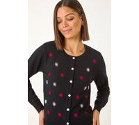 Roman Embroidered Daisy Knit Cardigan In Black Black 14