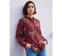 Roman Embroidered Palm Print Blouse Burgundy Mix
