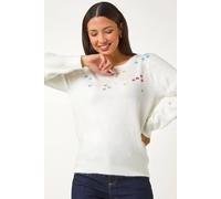 Roman Embroidered Pointelle Knit Jumper In Ivory Ivory 20