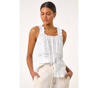 Roman Women's Embroidered Trim Button Detail Cami in Ivory | Size: 16 Roman Ivory 16