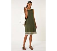 Roman Embroidered Trim Stretch Jersey Shift Dress In Khaki Khaki 18