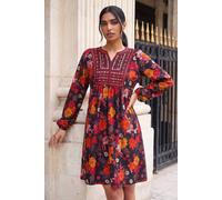 Roman Women's Embroidery Panel Floral Dress in Copper | Size: 12