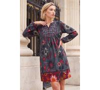 Roman Women's Embroidery Panel Floral Dress in Grey | Size: 18