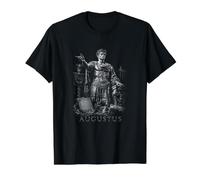 Roman Emperor Augustus Ancient Rome Statue Value Graphic T-Shirt, Men, Black, XL