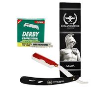 Roman Empire Shaving Mars New Hand Razor | Professional Barber Razor for Men, Mustache and Contours with Set of 100 Derby Professional Blades
