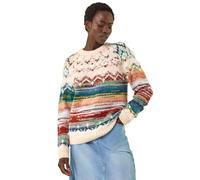 Roman Fairisle Jumper for Women UK Ladies Stretchy Winter Autumn Sweater Smart Casual Knit Knitwear Knitted Pullover Comfy Soft Thick Lightweight Dinner Party Office Work - Fairisle Ivory - Size 16