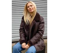 Roman Faux Fur Aviator Jacket In Chocolate Chocolate 14