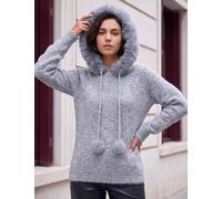 Roman Faux Fur Hooded Neck Jumper With Wool Grey Mix