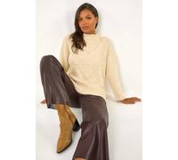 Roman Originals Faux Leather Wide Leg Crop Trousers for Women UK - Ladies Everyday Autumn Winter Comfy Soft Evening Vacation Work Party Night Out - Chocolate - Size 20