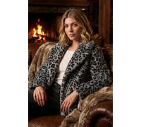 Roman Faux Snow Leopard Fur Coat In Grey Grey 18