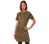 Roman Faux Suede Button Shift Stretch Dress In Khaki Khaki 20