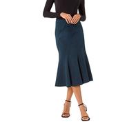 Roman Flared Textured Midi Stretch Skirt In Teal Teal 12