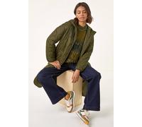 Roman Originals Fleece Lined Quilted Hooded Coat for Women UK - Ladies Everyday Autumn Winter Comfy Soft Evening Vacation Work Party Night Out - Khaki - Size 12