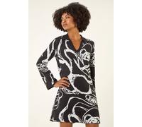 Roman Women's Floral Abstract Knit Dress in Black | Size: 16 Roman Black 16