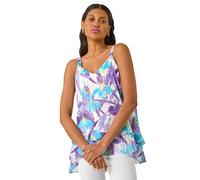 Roman Floral Abstract Layered Cami Top In Purple Purple 10