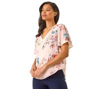Roman Floral Angel Sleeve Top In Light Pink Light Pink 12