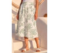 Roman Floral Broderie Midi Skirt In White White
