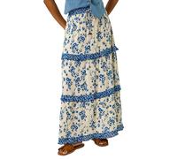 Roman Floral Contrast Print A-Line Skirt In Ivory Ivory 12
