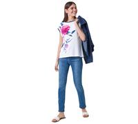 Roman Floral Contrast Trim Stretch Jersey T-Shirt In Pink Pink 18