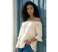 Roman Floral Embroidered Bardot Top In Ivory Ivory 18