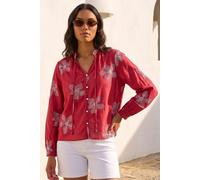 Roman Floral Embroidered Blouse Red